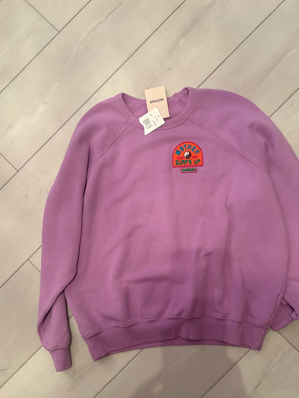 New with tags! MOTHER Lavender Crewneck with Surf Patch - Picture 6 of 10